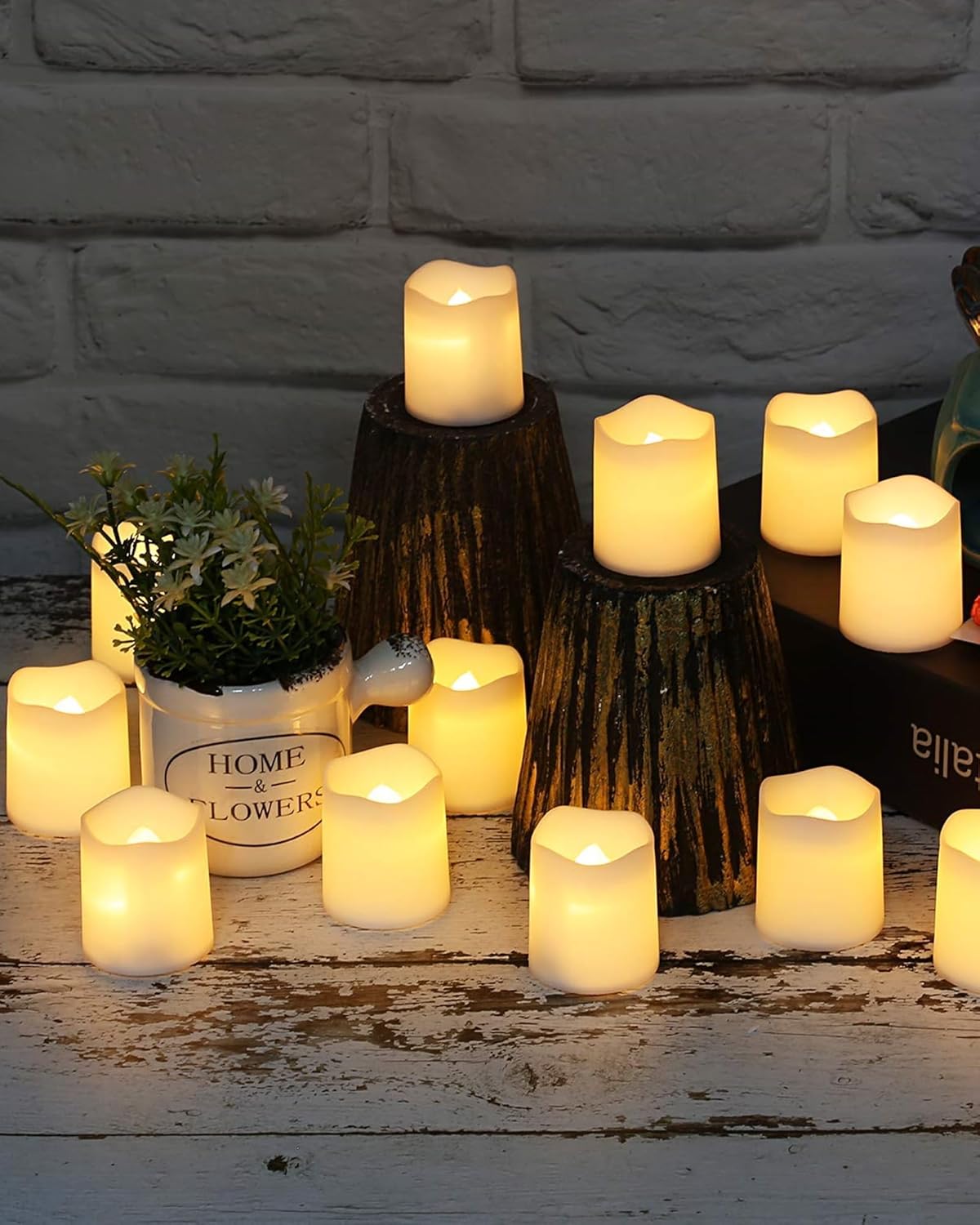 SHYMERY Flameless Flickering Tea Light Candles 24 Pack Ready to Gift Set for Valentine Day Housewarming and Christmas