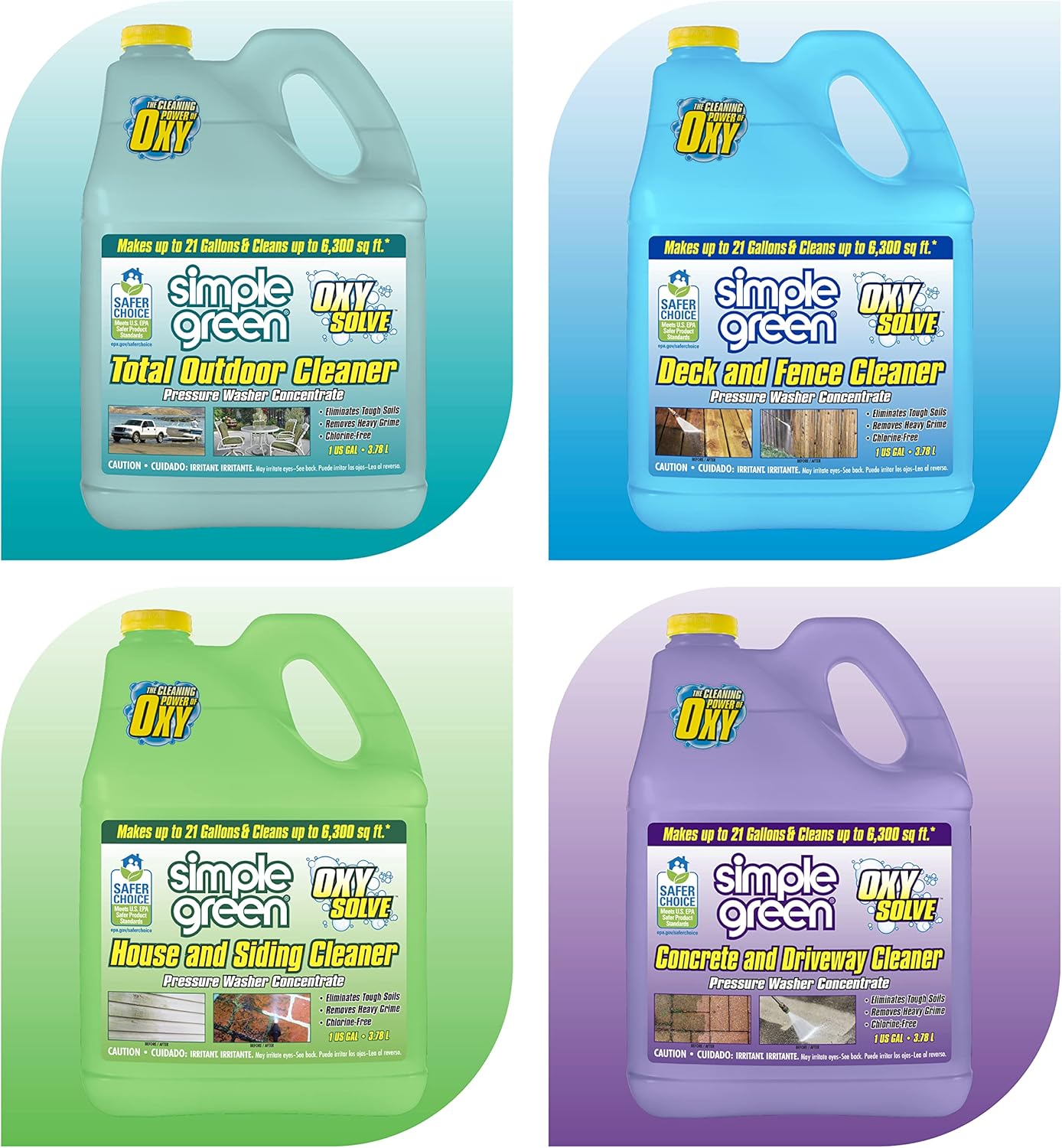 Simple Green Oxy Solve Pressure Washer Soap – 1 Gal Bleach-Free Outdoor Wash for Worry-Free Family Spaces