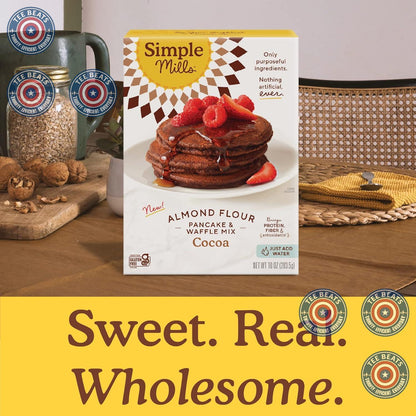 Simple Mills Cocoa Pancake Mix – Intentional Clean Label Mix for Capsule Pantry Storage, Just Add Water
