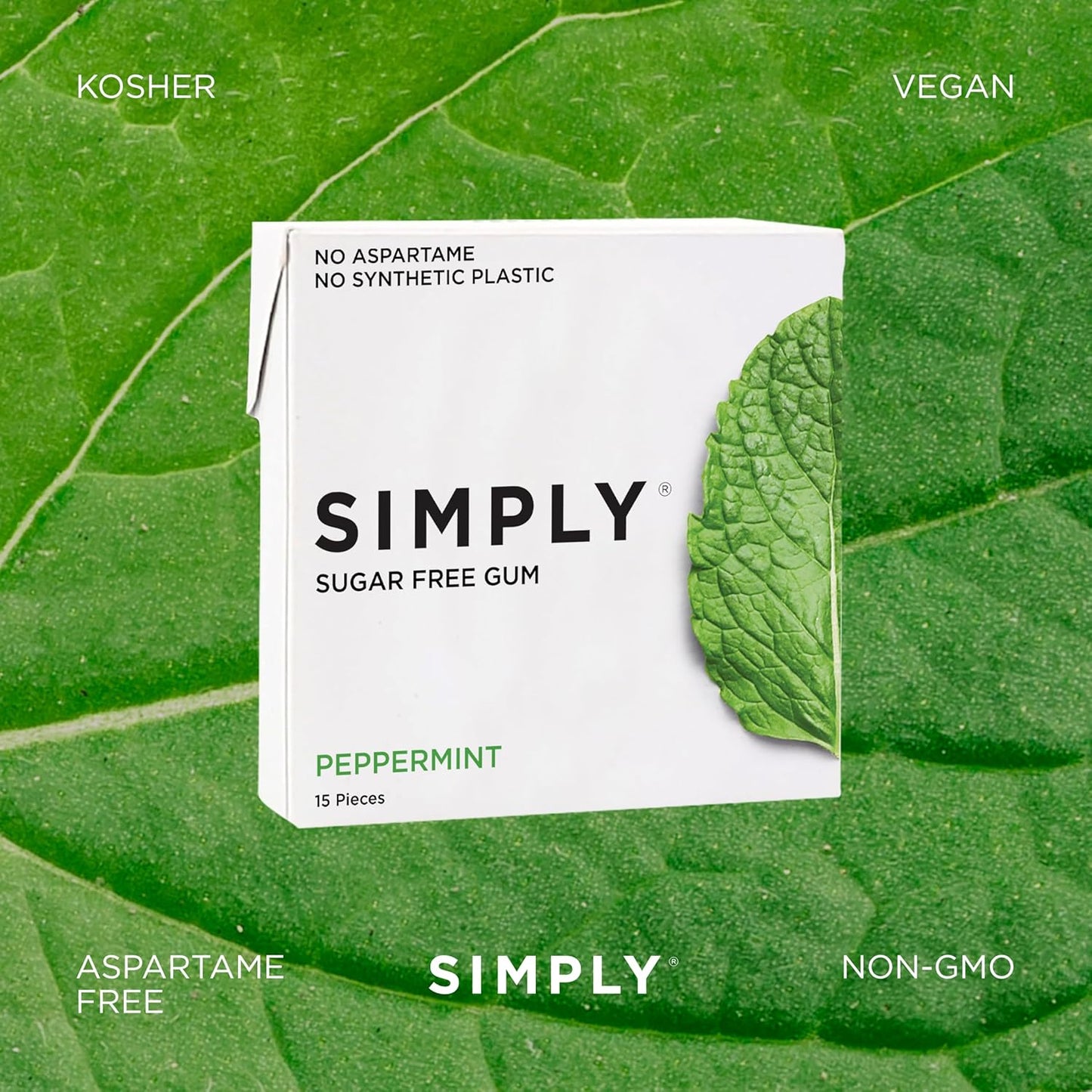 SIMPLY Gum Peppermint Xylitol Chewing Gum – Patio and Outdoor Dining Companion, Sugar-Free Peppermint Chews for Al Fresco Meals