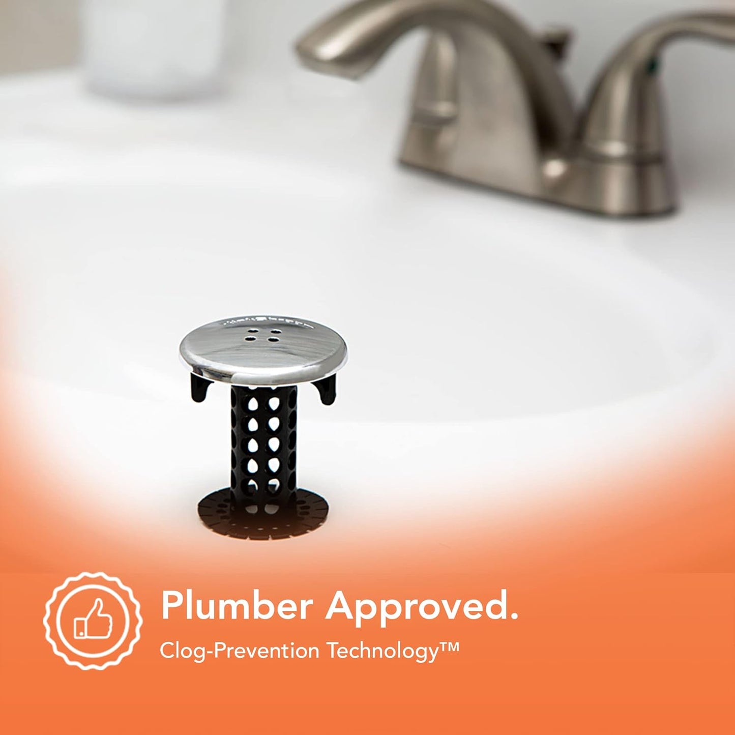 SinkShroom Chrome Edition - Pet-Safe and Child-Friendly Bathroom Sink Hair Trap Without Toxic Drain Cleaners