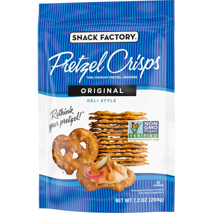Snack Factory Pretzel Crisps – Crowd-Pleasing Edible Gift for Snack Lovers and Foodie Friends, Resealable Pouch