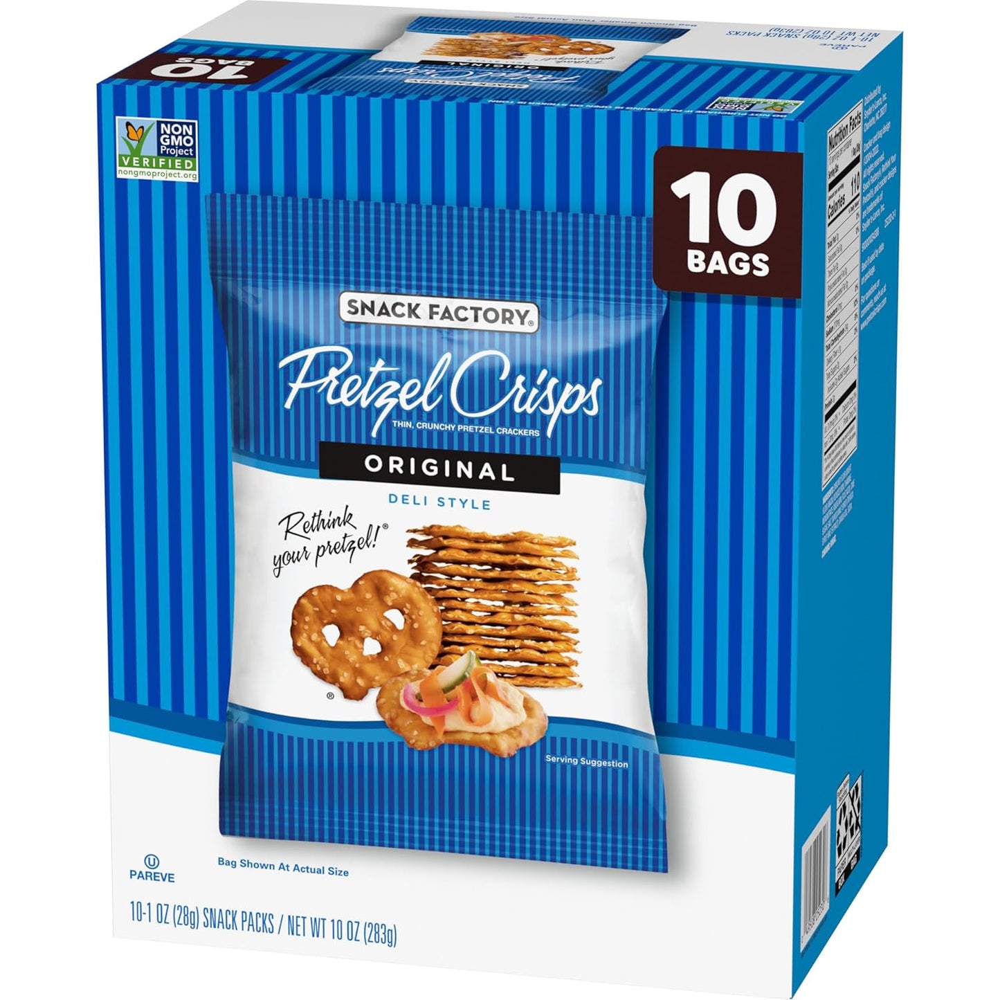 Snack Factory Pretzel Crisps – Game Night Appetizer Snack, Easy Dipping Pretzel Crisps