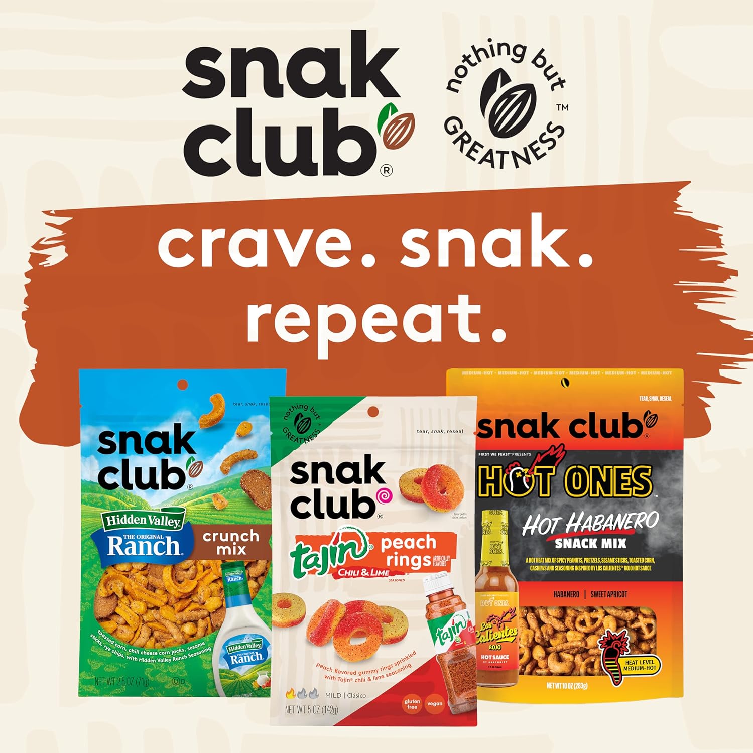 Snak Club Cajun Snack Mix – Nut and Sesame Stick Blend for Kids Lunches, Road Trip Stops, and Classroom Parties, 15 oz