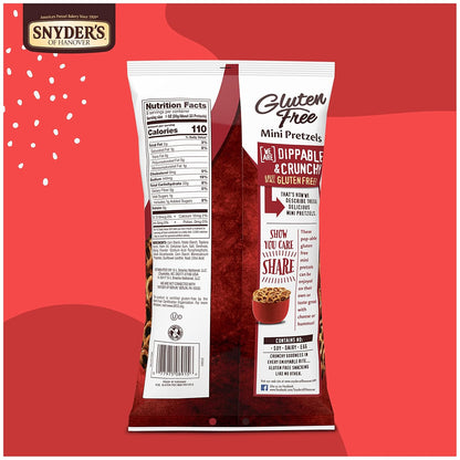 Snyder's of Hanover Gluten Free Mini Pretzels – Classroom-Safe Mini Pretzels for School Lunches and Snack Bowls