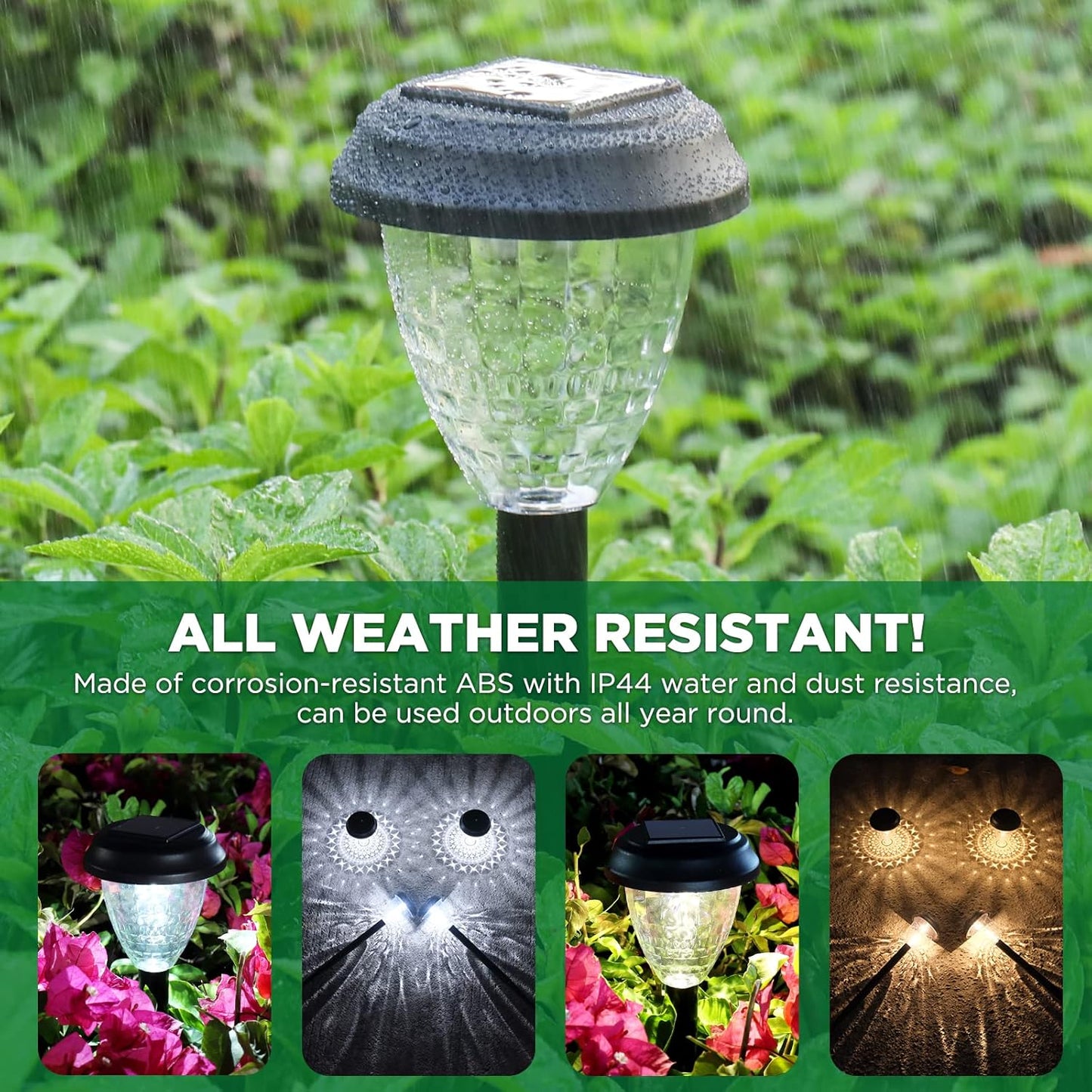 Solar Powered Ground Lights for RV Deck and Poolside, Decorative Mandala Projection Outdoor Lights 10 Pack
