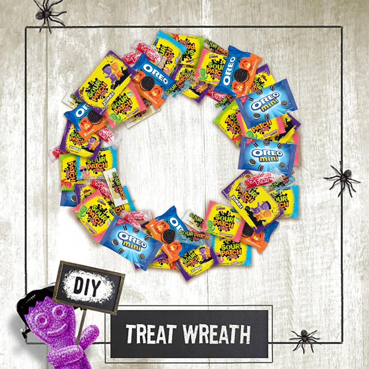 SOUR PATCH KIDS Assorted Fruit & Watermelon Halloween Treats - 40 Individually Wrapped Kid-Safe Candy Bags for Class Party