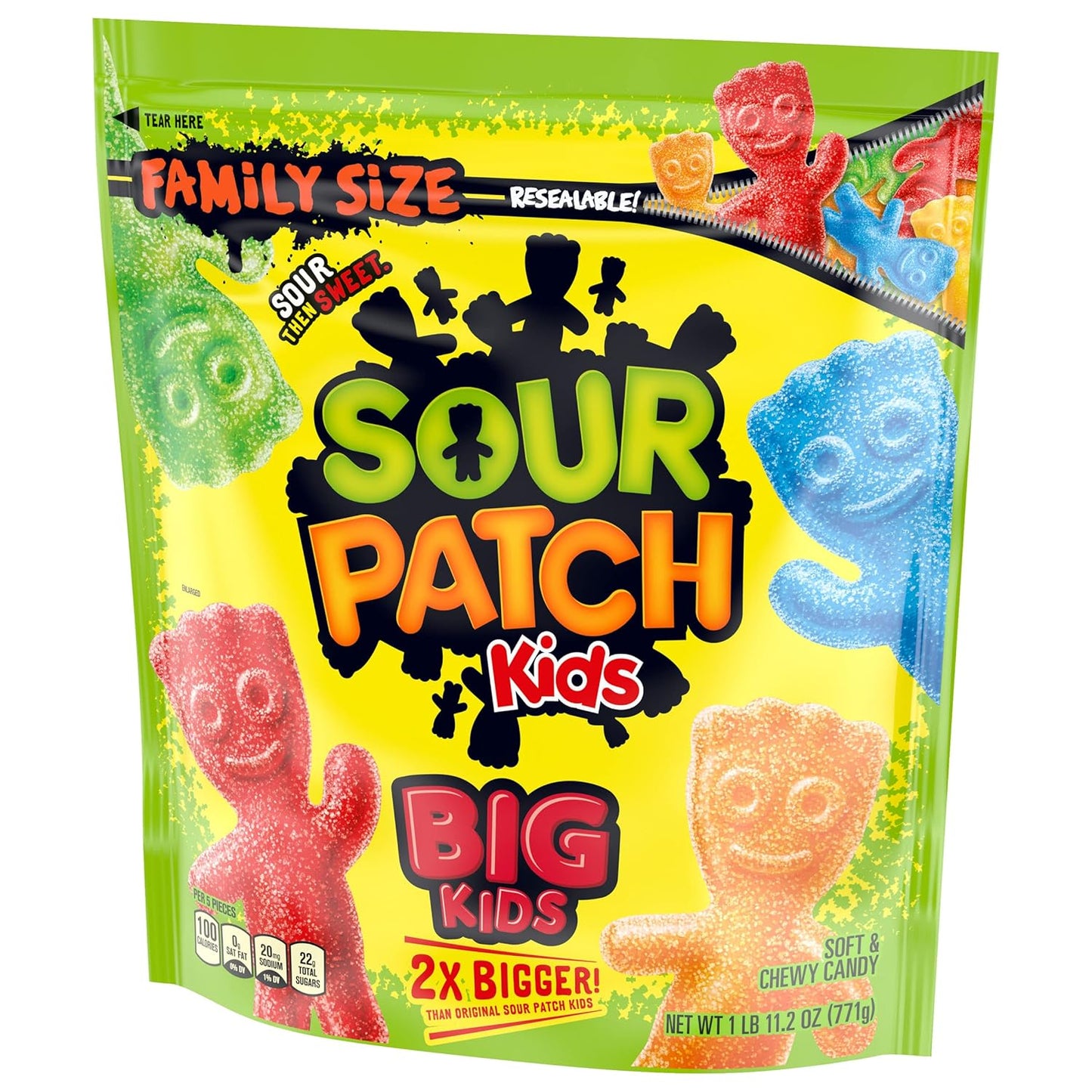 SOUR PATCH KIDS Big Kids Gummy Candy, Shareable Movie Night Snack for the Whole Family, 1.7 lb