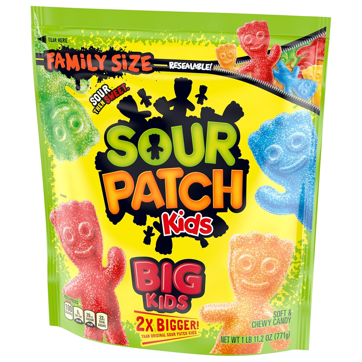 SOUR PATCH KIDS Big Kids Gummy Candy, Shareable Movie Night Snack for the Whole Family, 1.7 lb