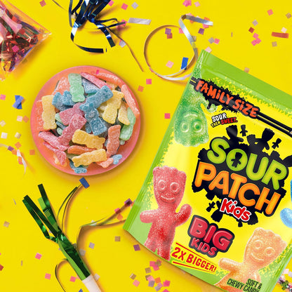 SOUR PATCH KIDS Big Kids Gummy Candy, Shareable Movie Night Snack for the Whole Family, 1.7 lb