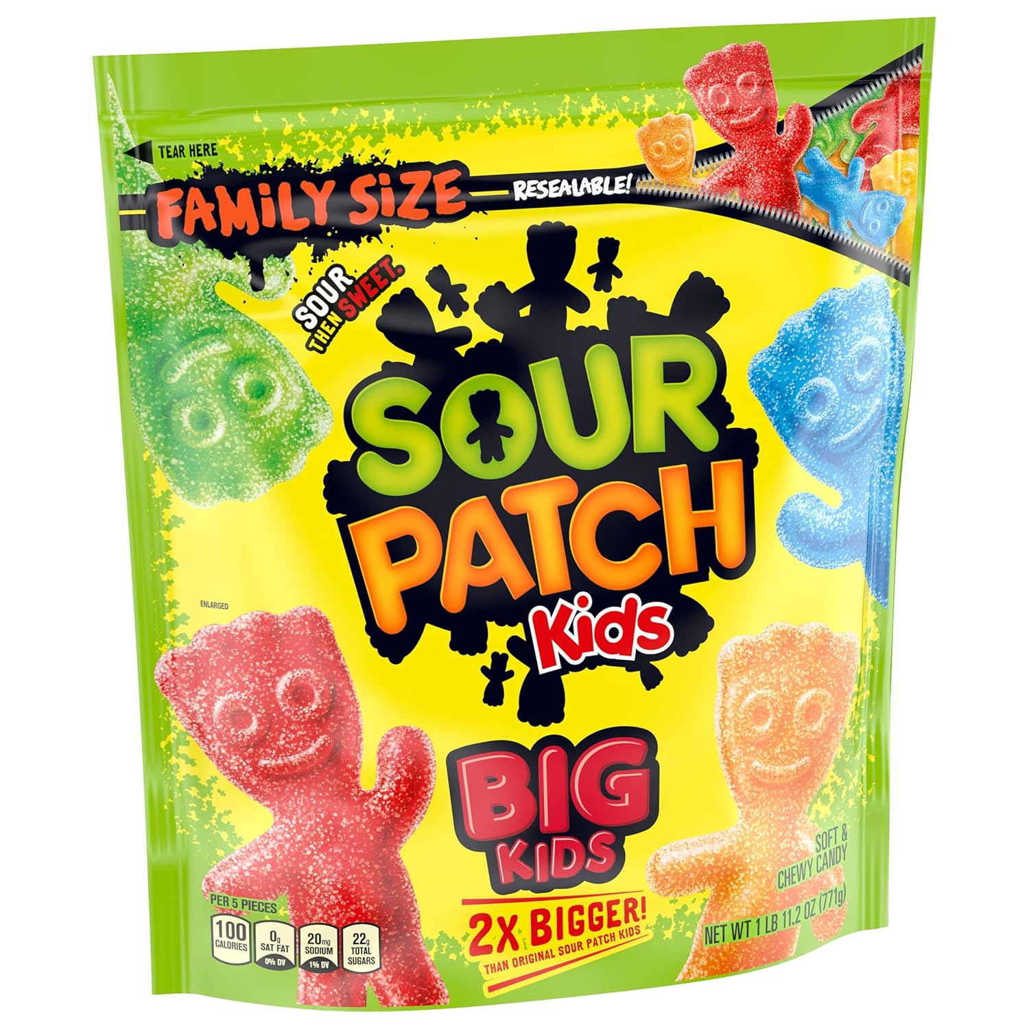 SOUR PATCH KIDS Big Kids Gummy Candy, Shareable Movie Night Snack for the Whole Family, 1.7 lb