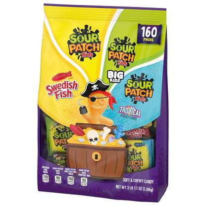 SOUR PATCH KIDS & SWEDISH FISH Bulk Halloween Treats – Individually Wrapped Candy Bags Perfect for Kids and Family Parties