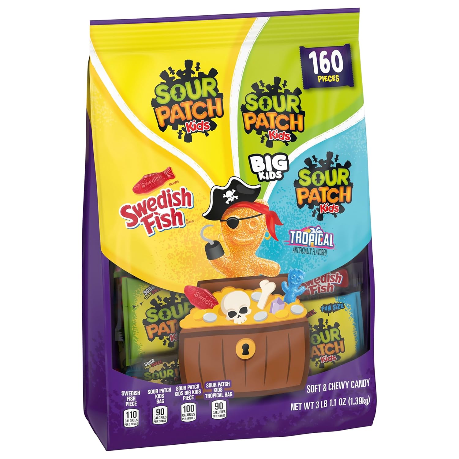 SOUR PATCH KIDS & SWEDISH FISH Bulk Halloween Treats – Individually Wrapped Candy Bags Perfect for Kids and Family Parties