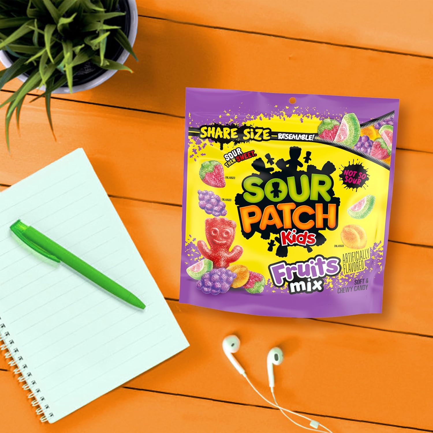 SOUR PATCH KIDS Watermelon Peach Grape Strawberry Candy for Kids Care Packages and Sleepovers, 11.03 oz
