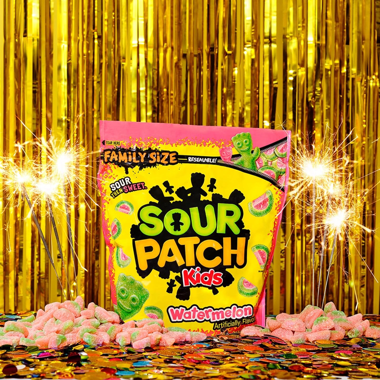 SOUR PATCH KIDS Watermelon Soft & Chewy Candy – Parent-Approved Chewy Candy Share for Kids Movie Night, 1.8 lb