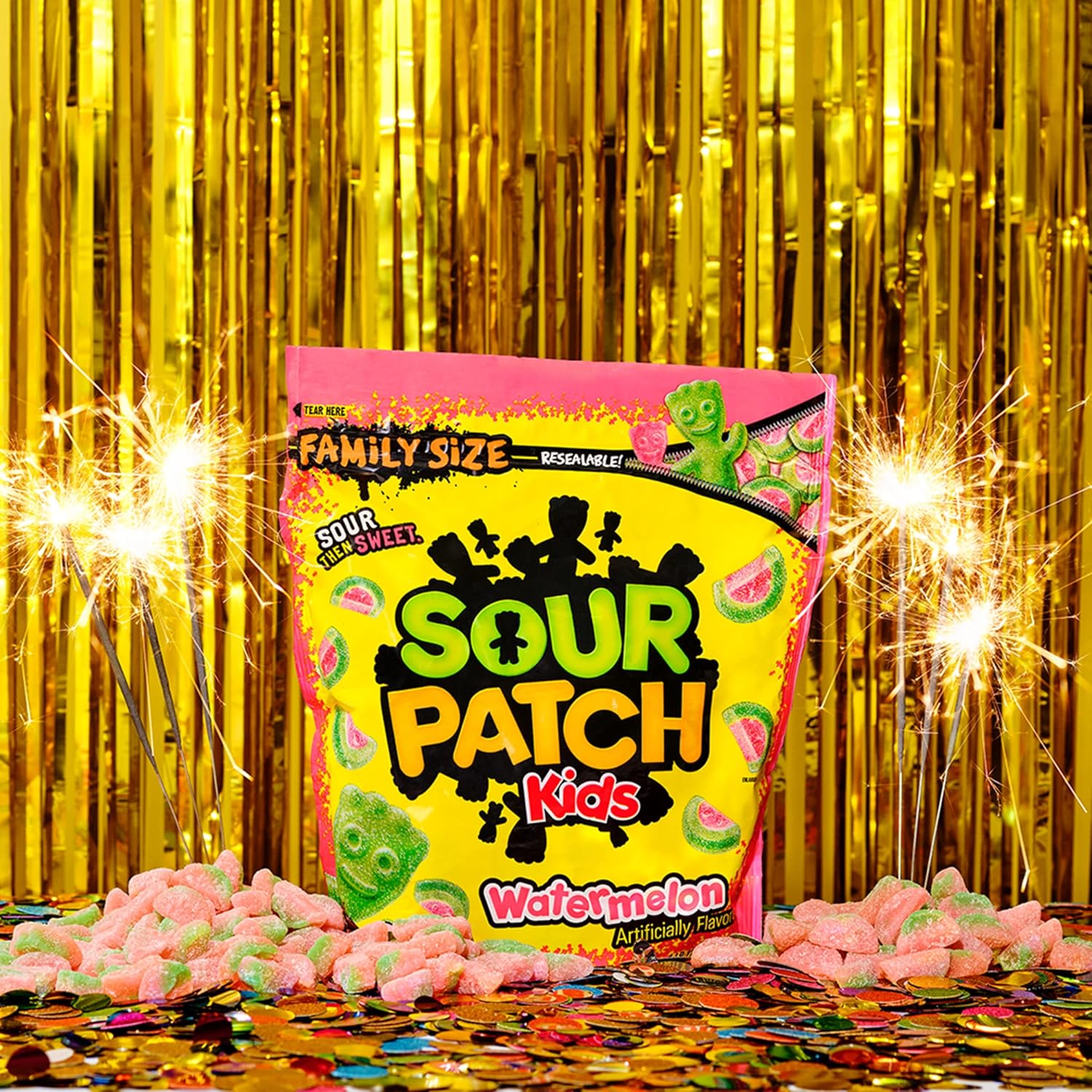 SOUR PATCH KIDS Watermelon Soft & Chewy Candy – Parent-Approved Chewy Candy Share for Kids Movie Night, 1.8 lb