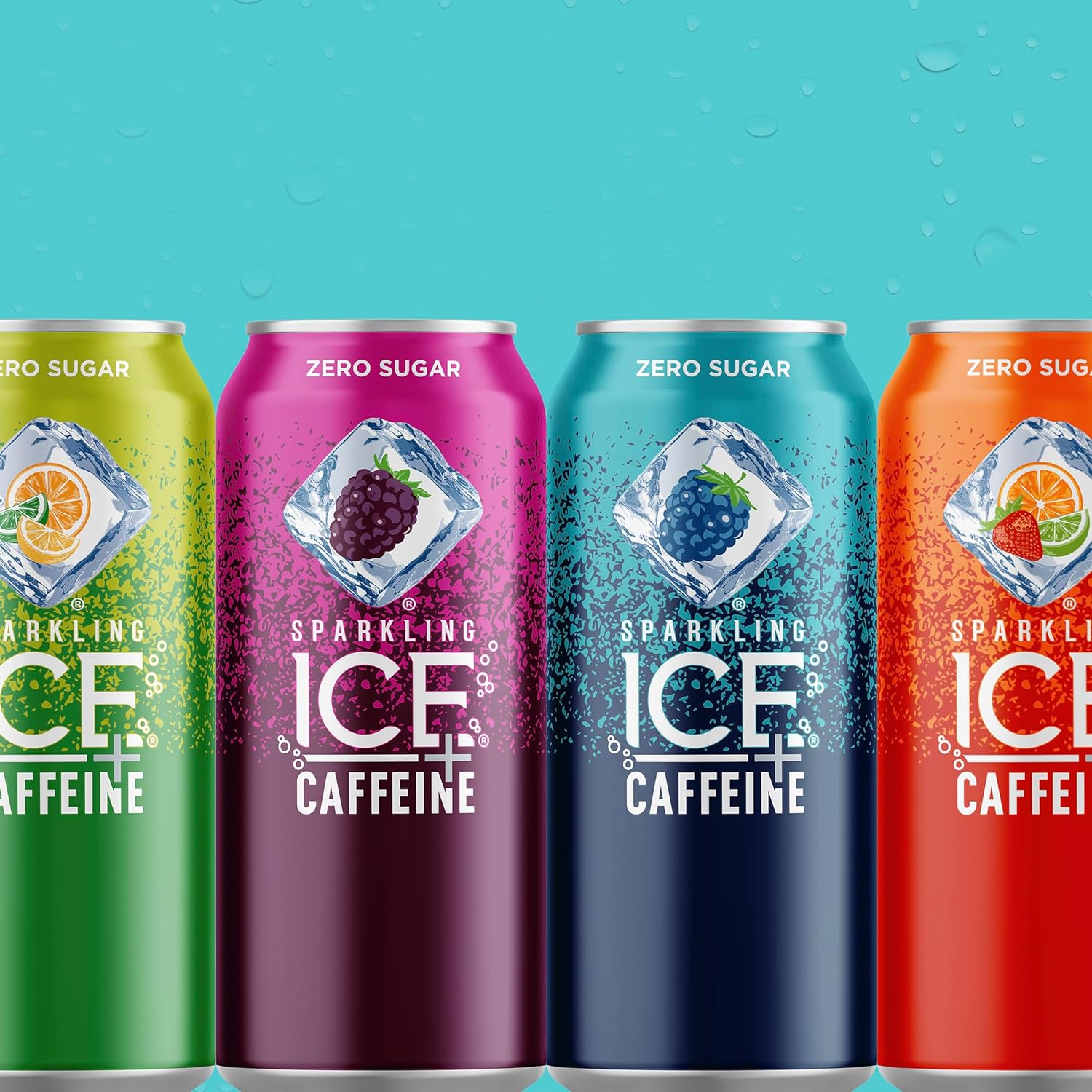 Sparkling Ice Caffeine Black Raspberry Sparkling Water for Wellness Focused Drinkers, Zero Sugar Daily Vitamin Boost in 16 oz Cans