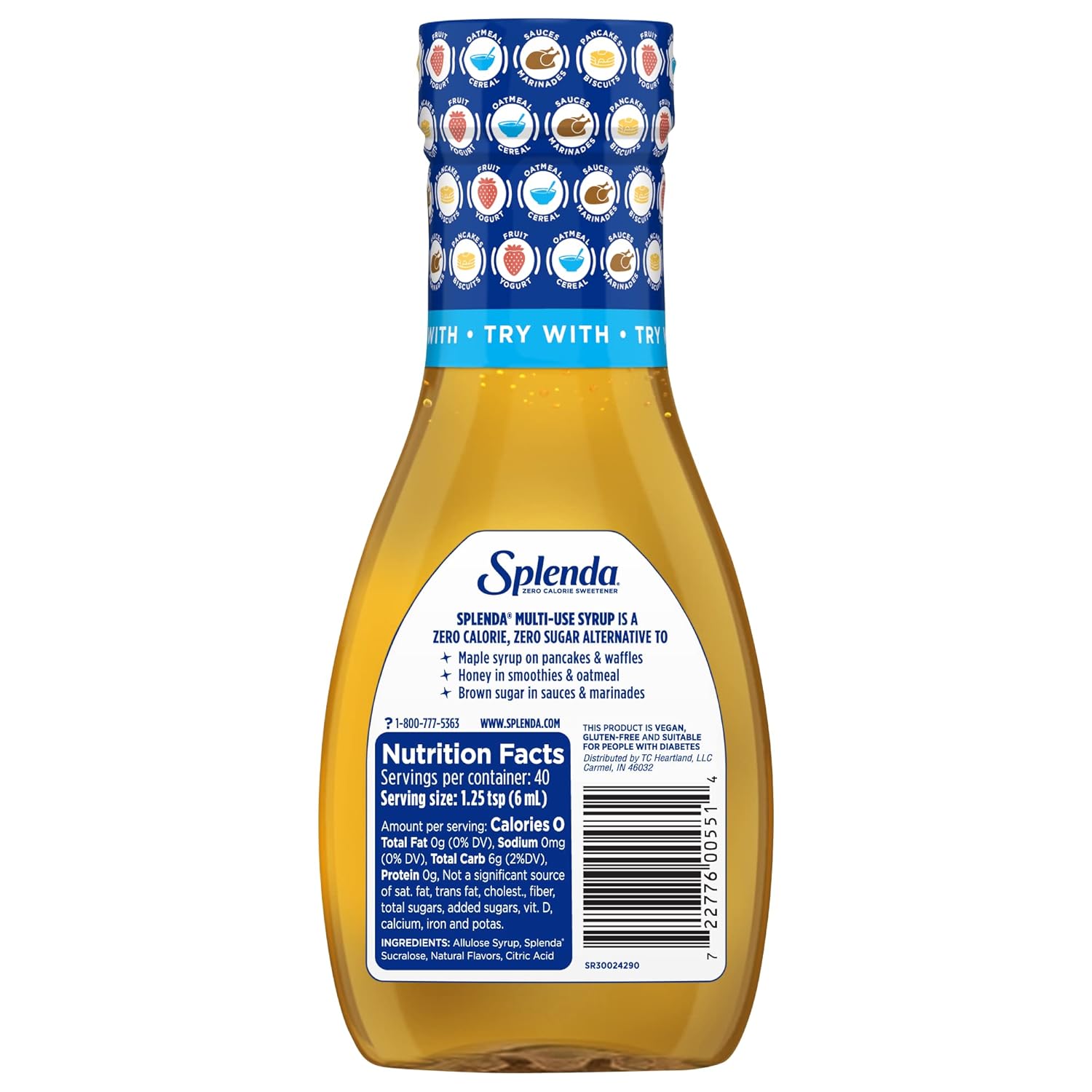 Splenda Allulose Syrup, Dietitian-Recommended Zero Calorie Syrup for Weight Management Routines, Sweetener for Baking and Glazing