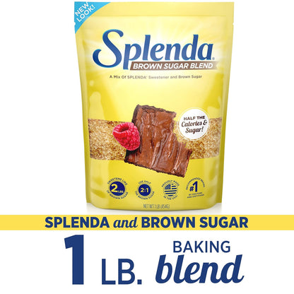 SPLENDA Brown Sugar Blend for Blood Sugar Management, Half-Calorie Sweetener for Breakfast, Snacks, and Baked Treats