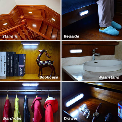 STAR-SPANGLED 3 Pack Motion Activated LED Light Battery Operated – Neutral Cool White Light Bar for Minimalist Bedroom and Under Cabinet Spaces