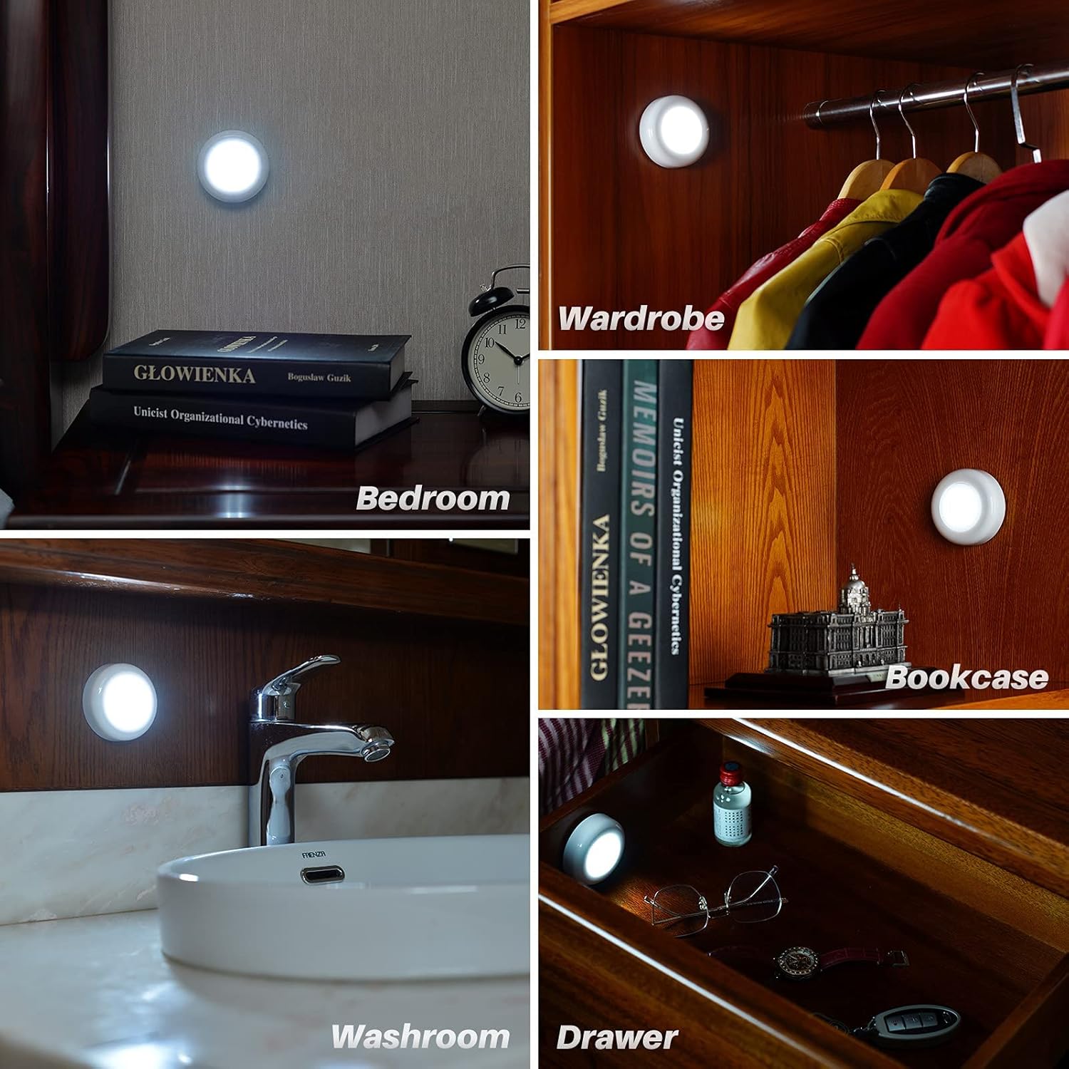 STAR-SPANGLED LED Puck Lights – Cool Touch Auto Shutoff Lights for Toddler Bathroom and Nursery Use