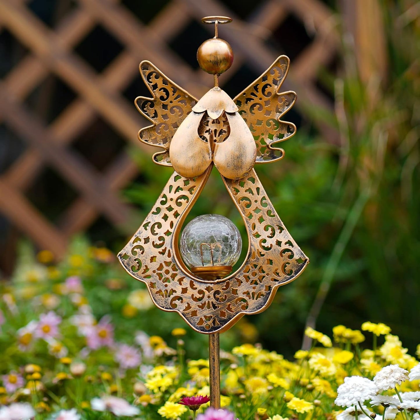 Starryfill Crackle Glass Angel Light – Ready-to-Gift Housewarming Present for Her Outdoor Space
