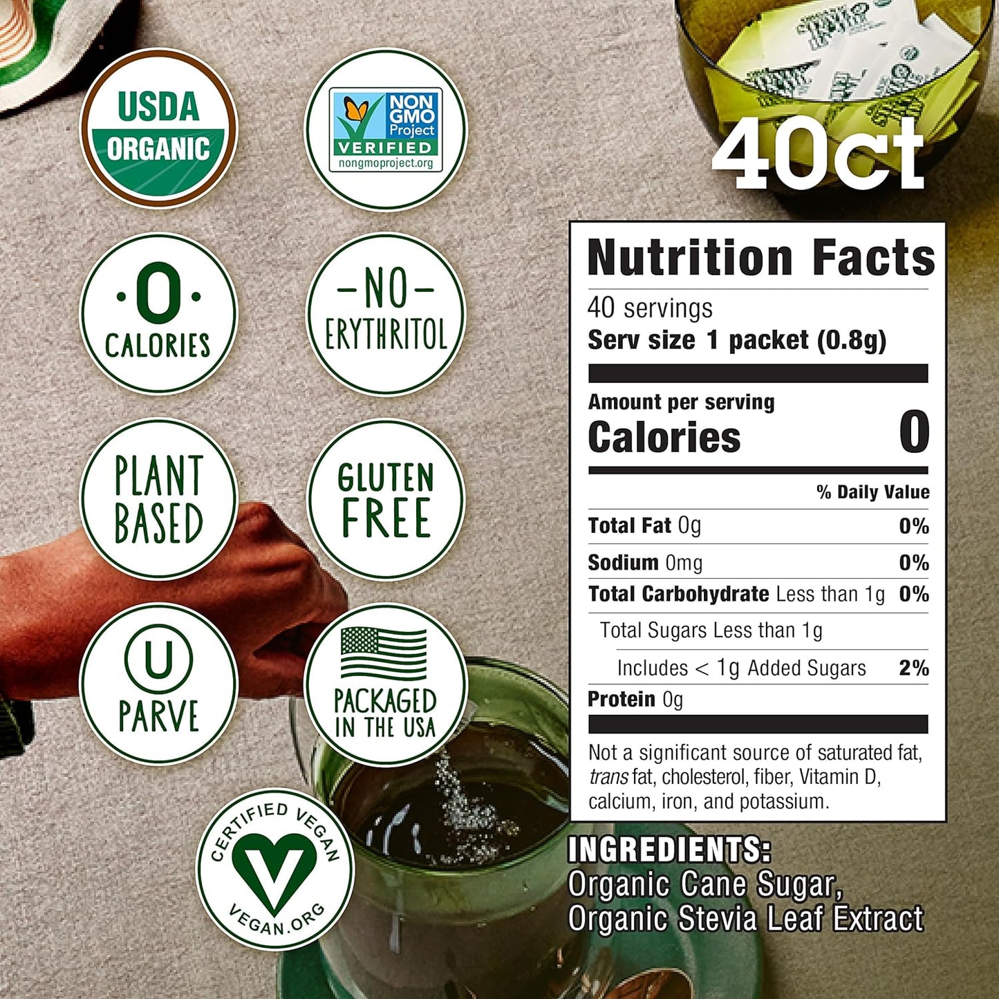 Stevia In The Raw Organic Stevia Sweetener Packets – Lightweight Packets for Road Trips, Carry-Ons, and Outdoor Dining