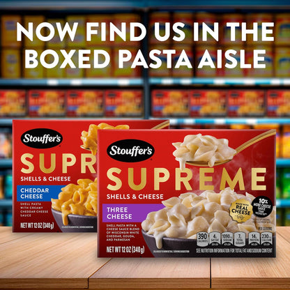 Stouffer's Supreme Shells Three Cheese Stovetop Mac – Comfort Food Side Dish for Family Table, Real Cheese
