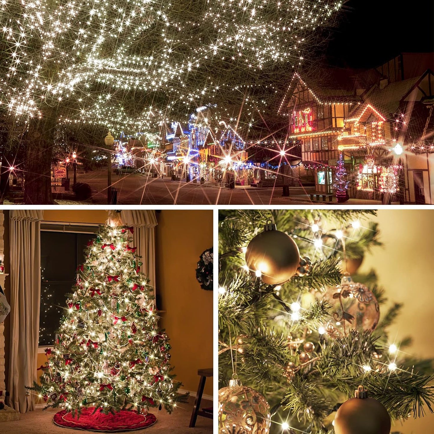 suddus Flameless Holiday String Lights – Smoke-Free Warm White Glow Safe for Kids, Pets and Bedrooms, 100 LED 33ft Set