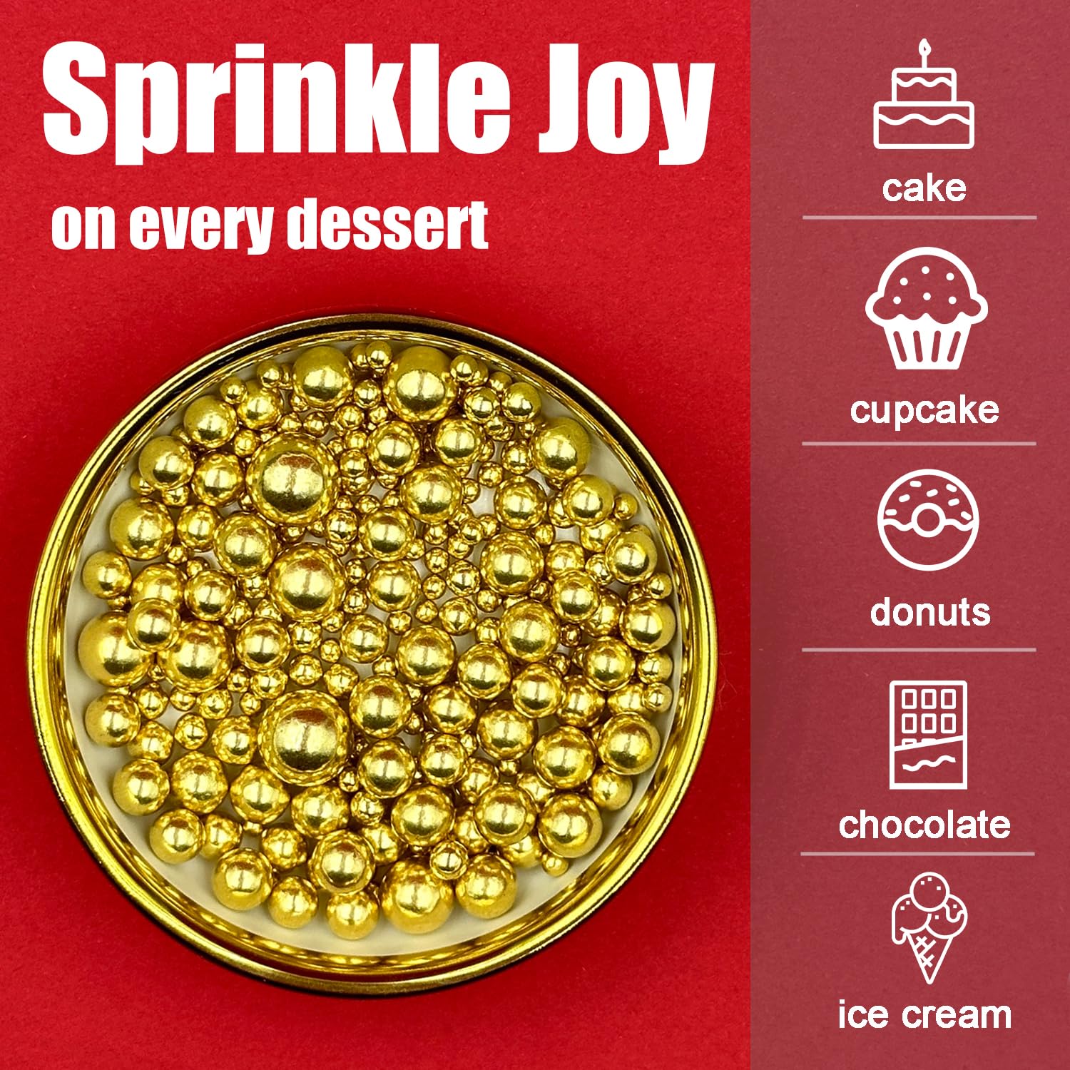 SUGAR BAY Edible Pearl Sprinkle Mix – Delightful Mother's Day Gift for Mom, Bakery-Quality Cupcake Decorating Topping