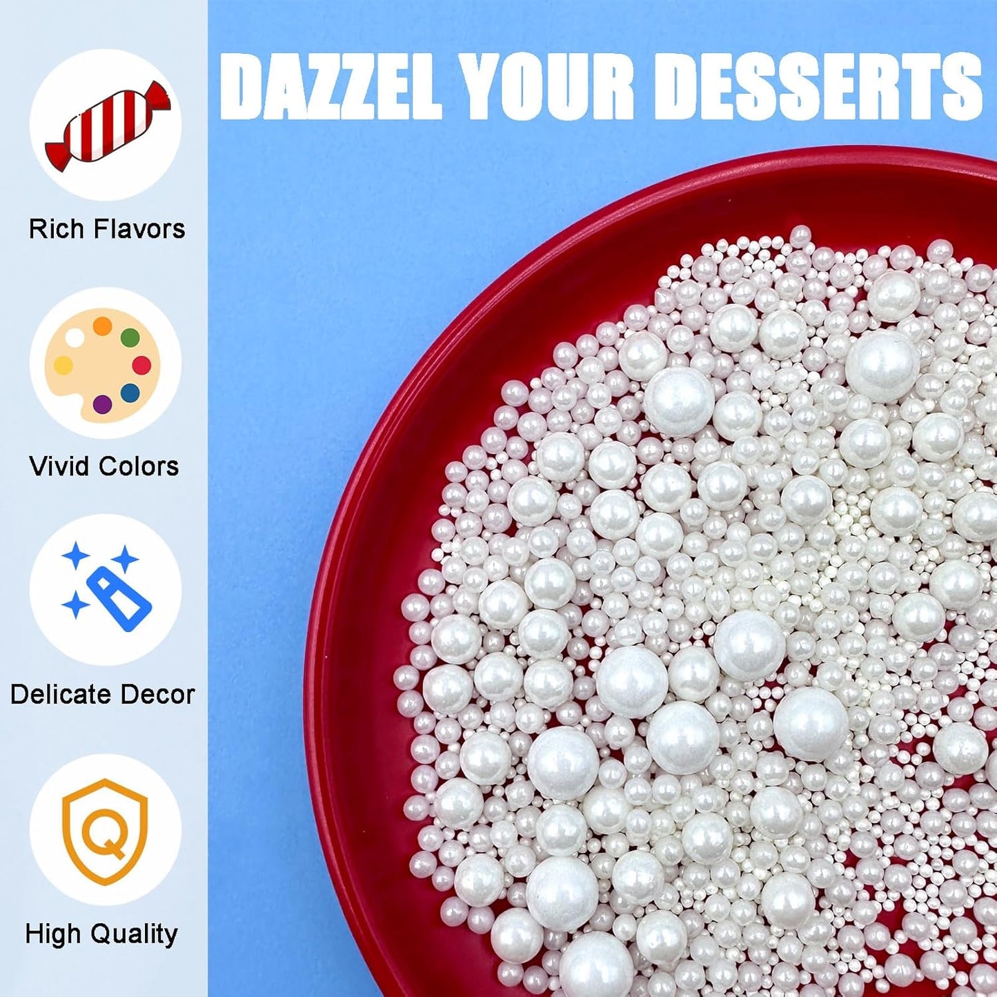 SUGAR BAY Edible Pearl Sprinkle Mix – Delightful Mother's Day Gift for Mom, Bakery-Quality Cupcake Decorating Topping
