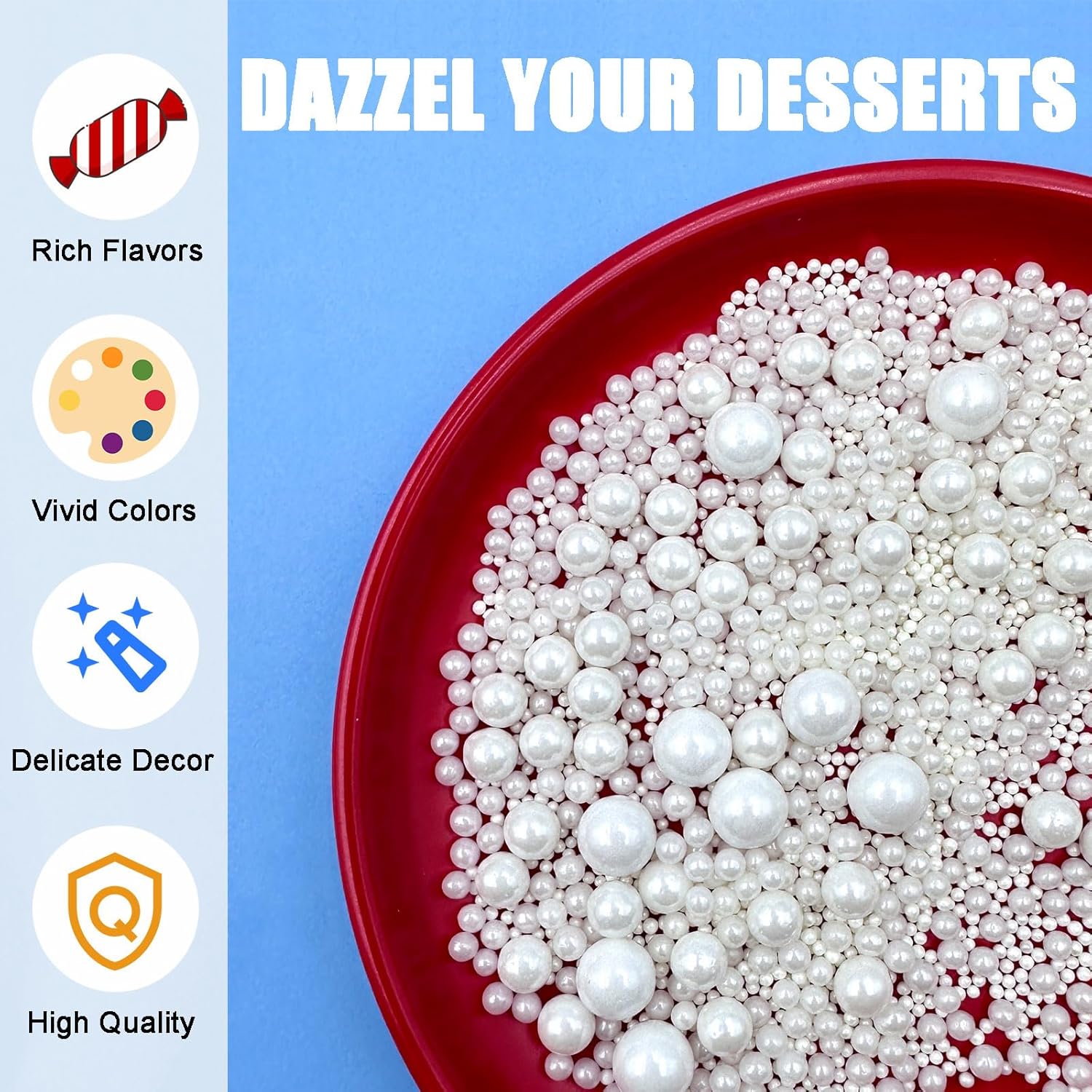 SUGAR BAY Edible Pearl Sprinkle Mix – Delightful Mother's Day Gift for Mom, Bakery-Quality Cupcake Decorating Topping