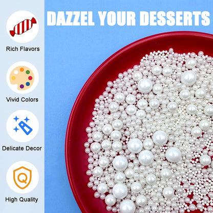 SUGAR BAY Edible Pearl Sprinkle Mix – Delightful Mother's Day Gift for Mom, Bakery-Quality Cupcake Decorating Topping
