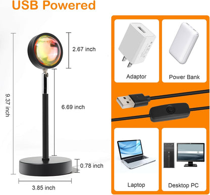 Sunset Lamp Projector – Housewarming and Mother's Day Present for Girlfriend, Sunset Projection Lamp for Living Room