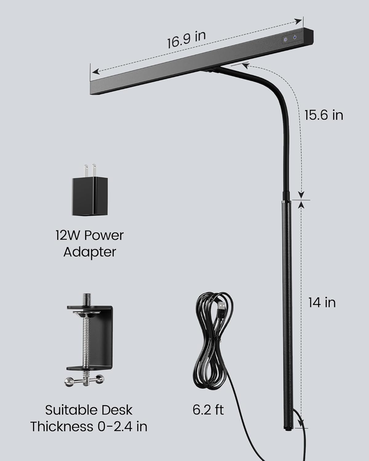 SUPERDANNY LED Desk Lamp – Compact Architect Light with Touch Controls for Less-Is-More Desks