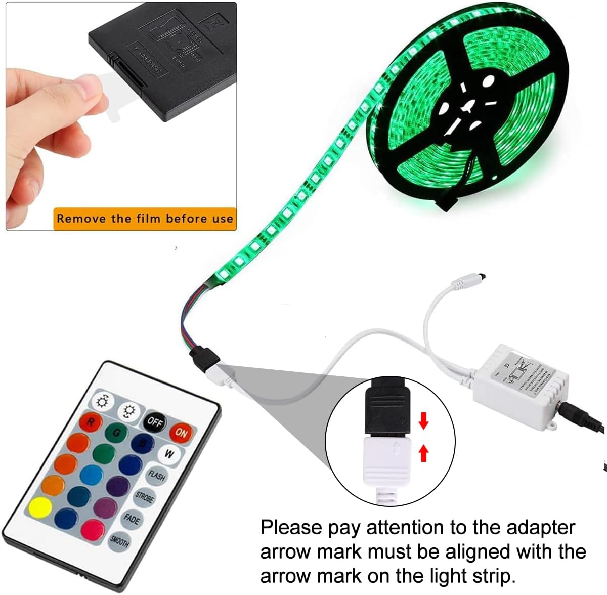SUPERNIGHT RGB Strip Wireless Remote – Game Room Mood Lighting Controller, IR Dimmer for 4-Pin SMD 3528 and 2835 LED Strips