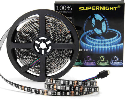 SUPERNIGHT Waterproof LED Light Strip – Christmas and Holiday Gift for Home Theater Lovers, 16.4ft Black PCB
