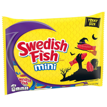 SWEDISH FISH Mini Soft Chewy Candy, 22 Grab-and-Go Halloween Treat Bags for Trick-or-Treat Night