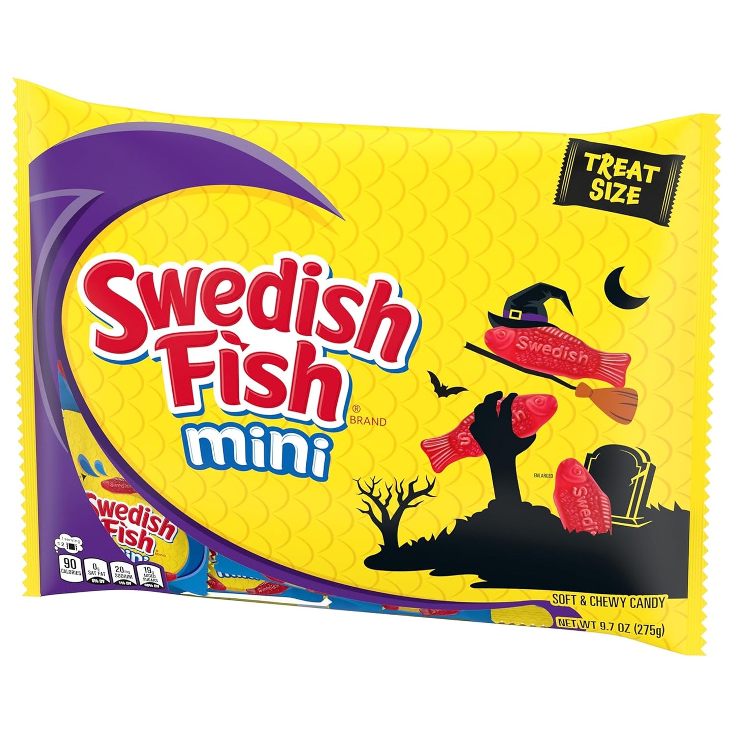SWEDISH FISH Mini Soft Chewy Candy, 22 Grab-and-Go Halloween Treat Bags for Trick-or-Treat Night