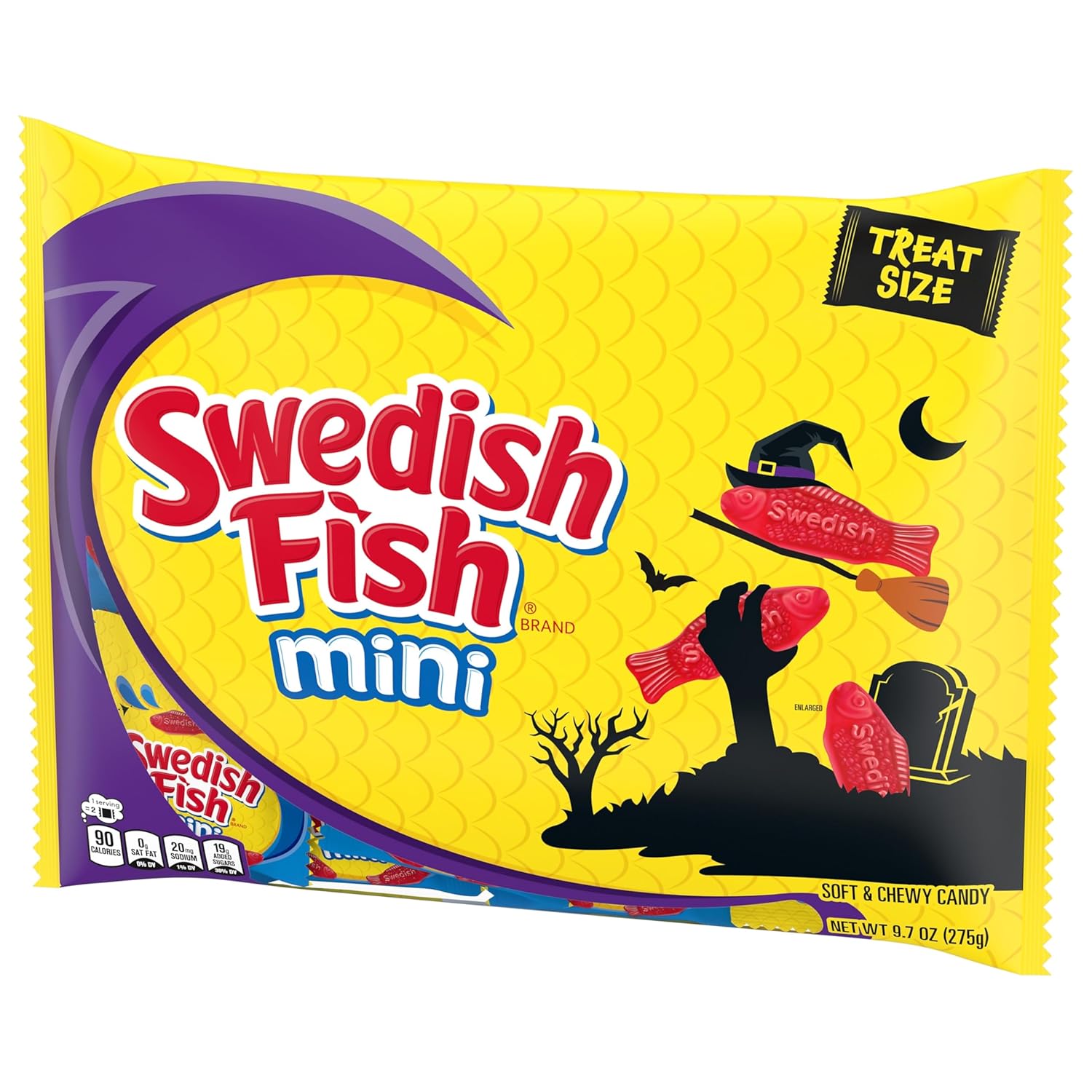 SWEDISH FISH Mini Soft Chewy Candy, 22 Grab-and-Go Halloween Treat Bags for Trick-or-Treat Night