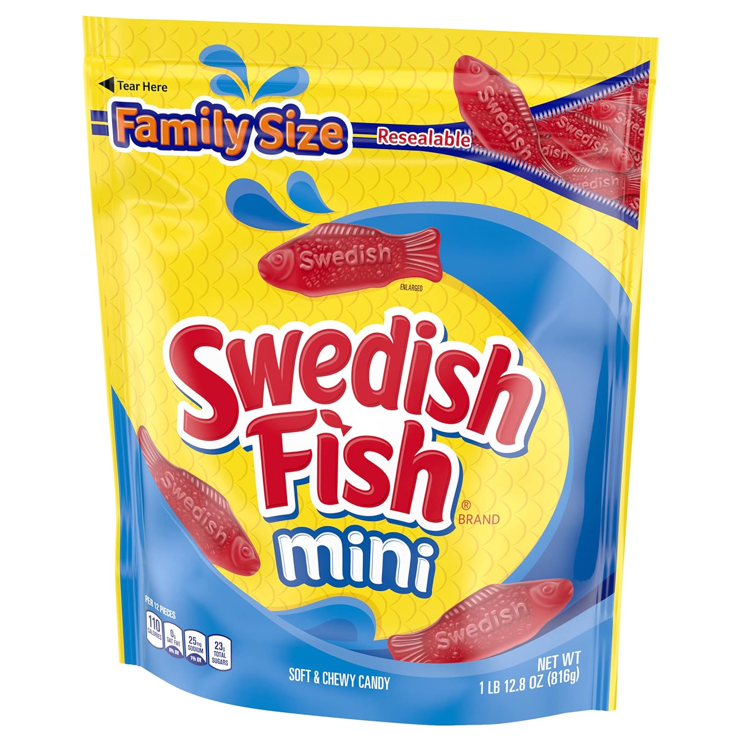 SWEDISH FISH Soft & Chewy Candy Healthy Sweet Treat Swap, Fat Free 12 Pack 3.1 oz Boxes