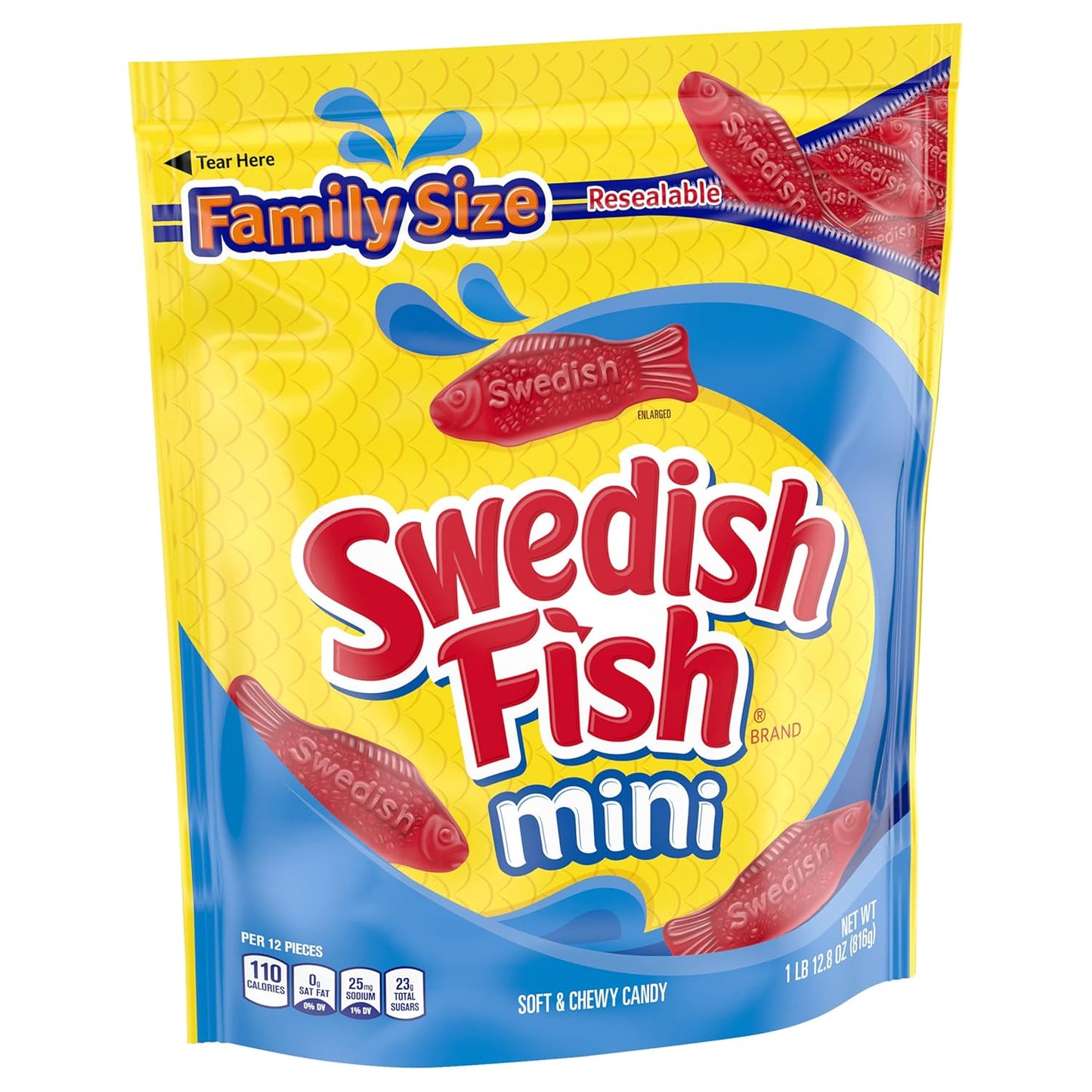 SWEDISH FISH Soft & Chewy Candy Healthy Sweet Treat Swap, Fat Free 12 Pack 3.1 oz Boxes