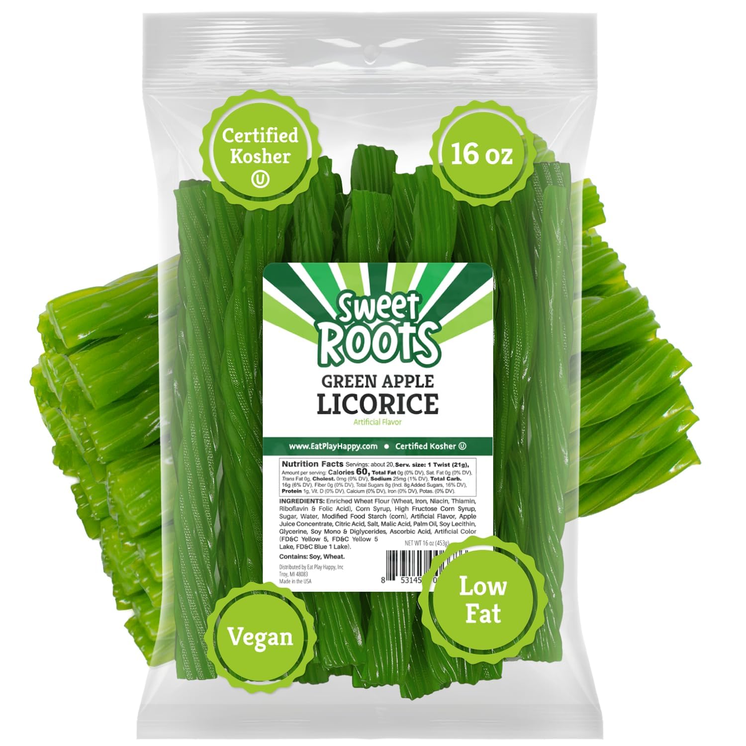 Sweet Roots Blue Raspberry Licorice Sticks – 16 oz Chewy Candy Gift Basket Filler for Birthdays, Valentine's Day, and Holidays