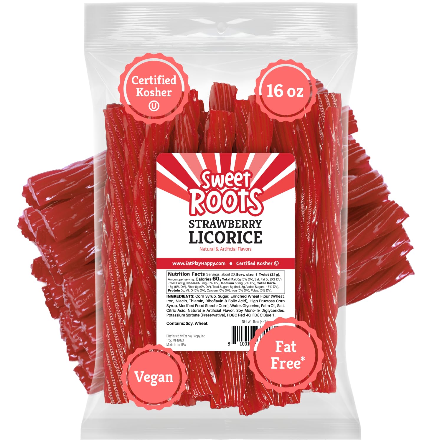 Sweet Roots Blue Raspberry Licorice Sticks – 16 oz Chewy Candy Gift Basket Filler for Birthdays, Valentine's Day, and Holidays