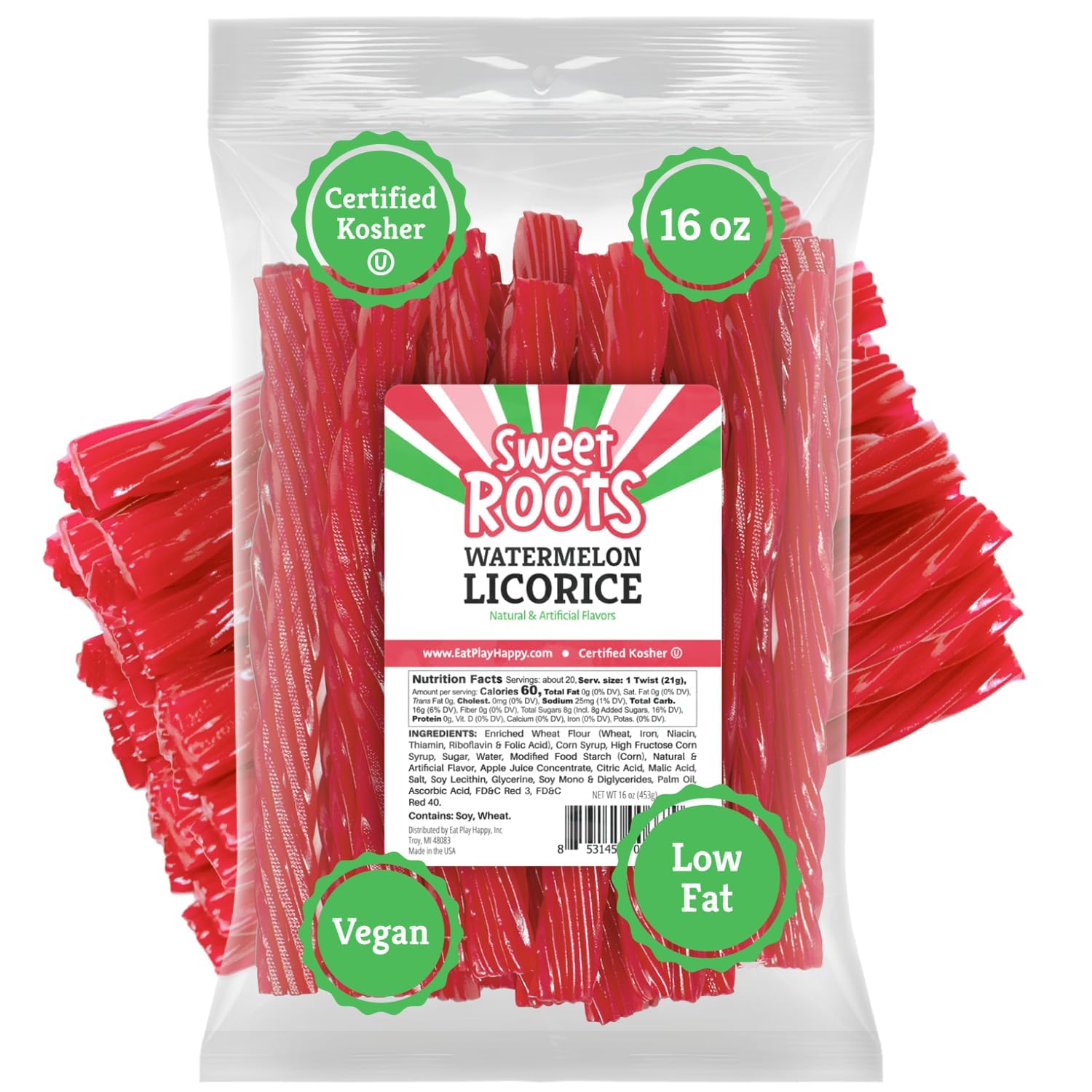 Sweet Roots Blue Raspberry Licorice Sticks – 16 oz Chewy Candy Gift Basket Filler for Birthdays, Valentine's Day, and Holidays