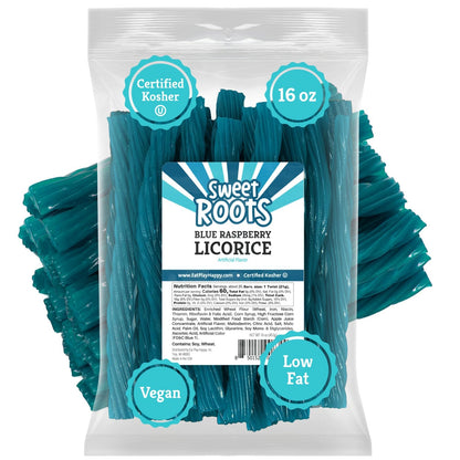 Sweet Roots Blue Raspberry Licorice Sticks – 16 oz Chewy Candy Gift Basket Filler for Birthdays, Valentine's Day, and Holidays