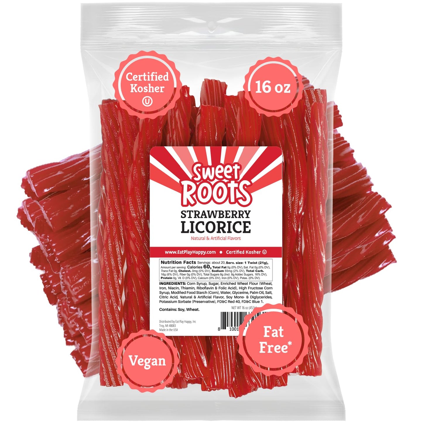 Sweet Roots Blue Raspberry Licorice Sticks – 16 oz Chewy Candy Gift Basket Filler for Birthdays, Valentine's Day, and Holidays