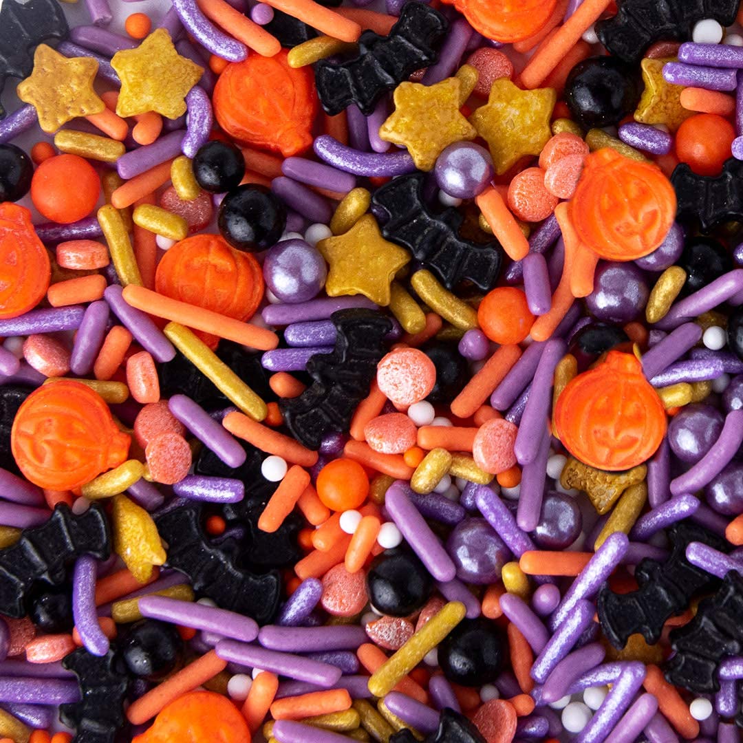 Sweets Indeed Sprinklefetti Halloween Sprinkles Jar – Child-Safe Candy Decorations for Monster Cookies & Cupcakes at Home