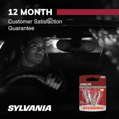 SYLVANIA 7443 Long Life Miniature Bulb 2-Pack to Restore Bright Reverse Signal and DRL Visibility