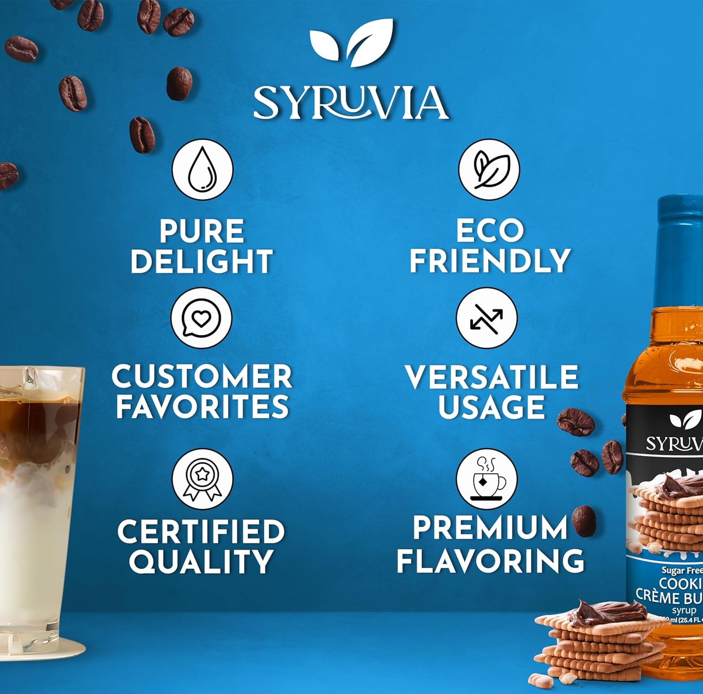 Syruvia Sugar Free Syrup – Crafted American-Made Flavor for Upscale Coffee Stations, 25.4 fl oz With Pump
